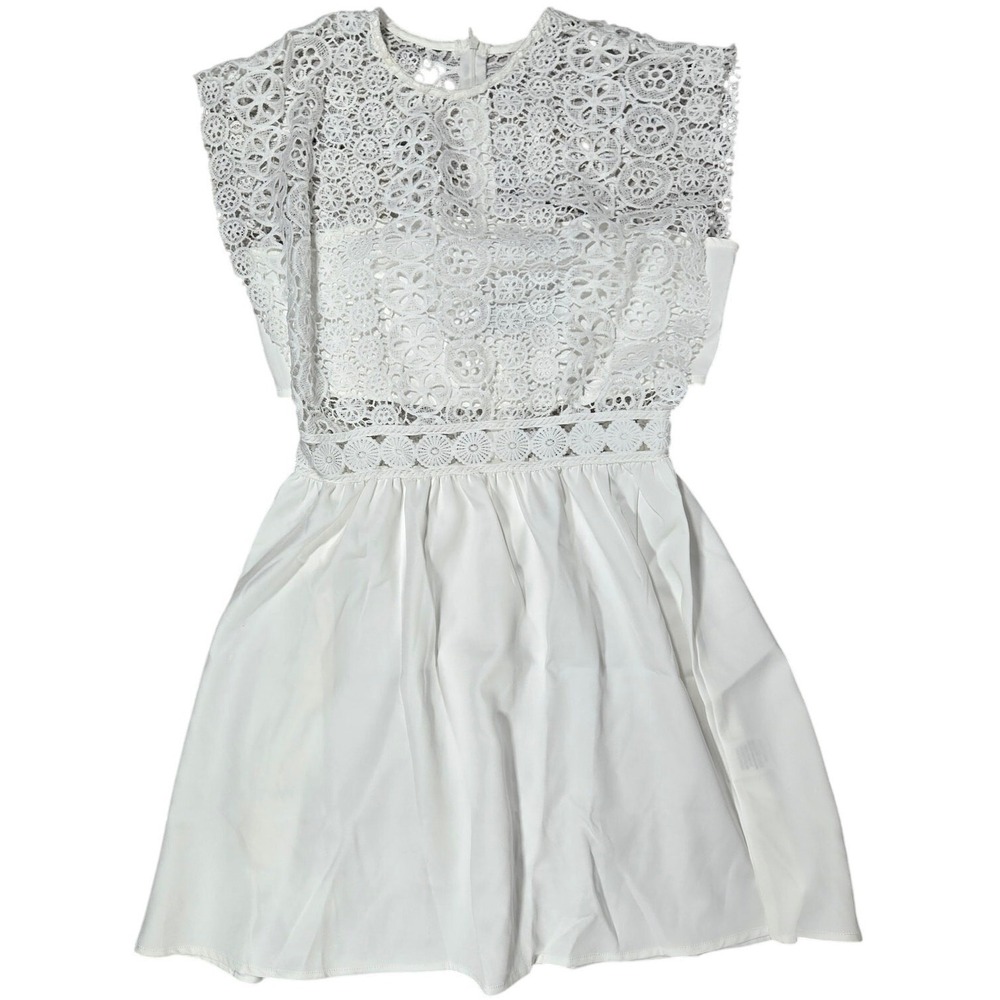 Area‎ Stars White Lace Trim Dress Medium NWT Crochet Boho Coquette Mini